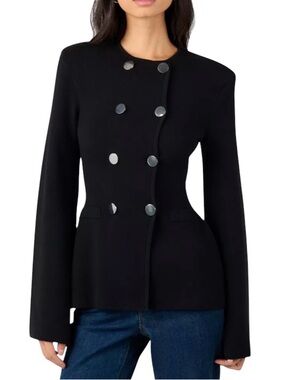 Urban Outfitters Cinched Waist Peplum Sweater Sz Med Black